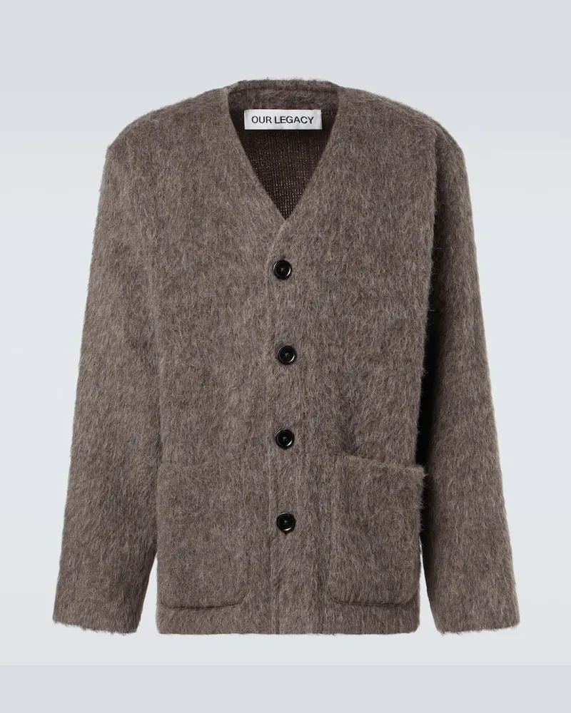 Our Legacy Cardigan mit Leder Grau
