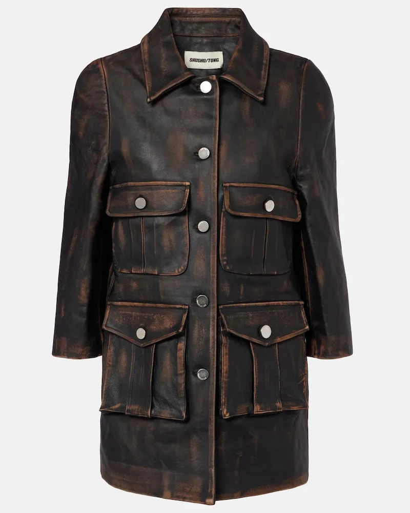 SHUSHU/TONG Lederjacke Braun