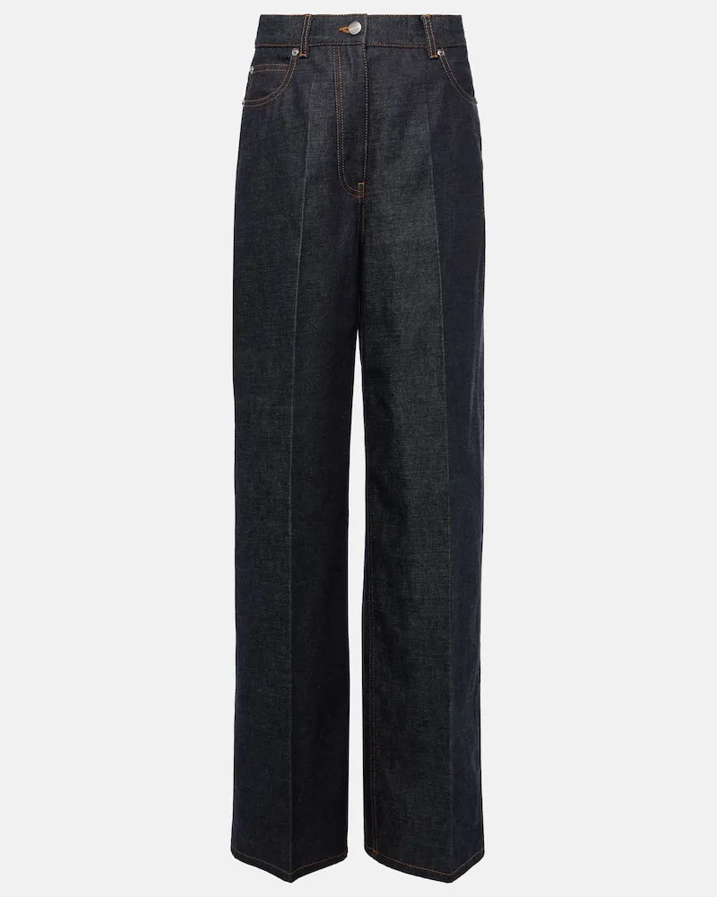 Ferragamo High-Rise Wide-Leg Jeans Blau