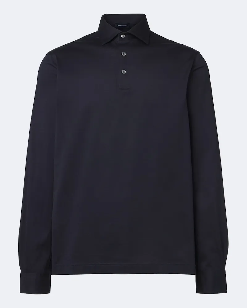 Thom Sweeney Poloshirt aus Baumwoll-Jersey Blau