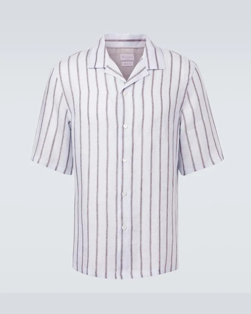 Brunello Cucinelli Hemd aus Leinen Blau