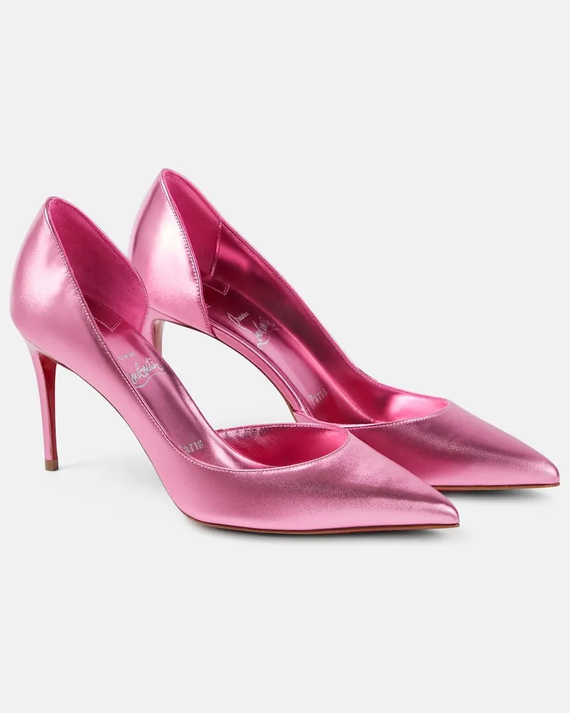 Christian Louboutin Pumps Iriza 85 aus Metallic-Leder Rosa
