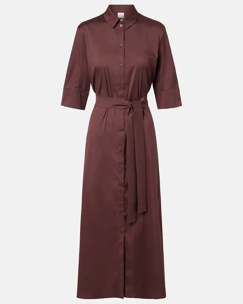 Max Mara Hemdblusenkleid Cognac aus einem Baumwollgemisch Burgunderrot
