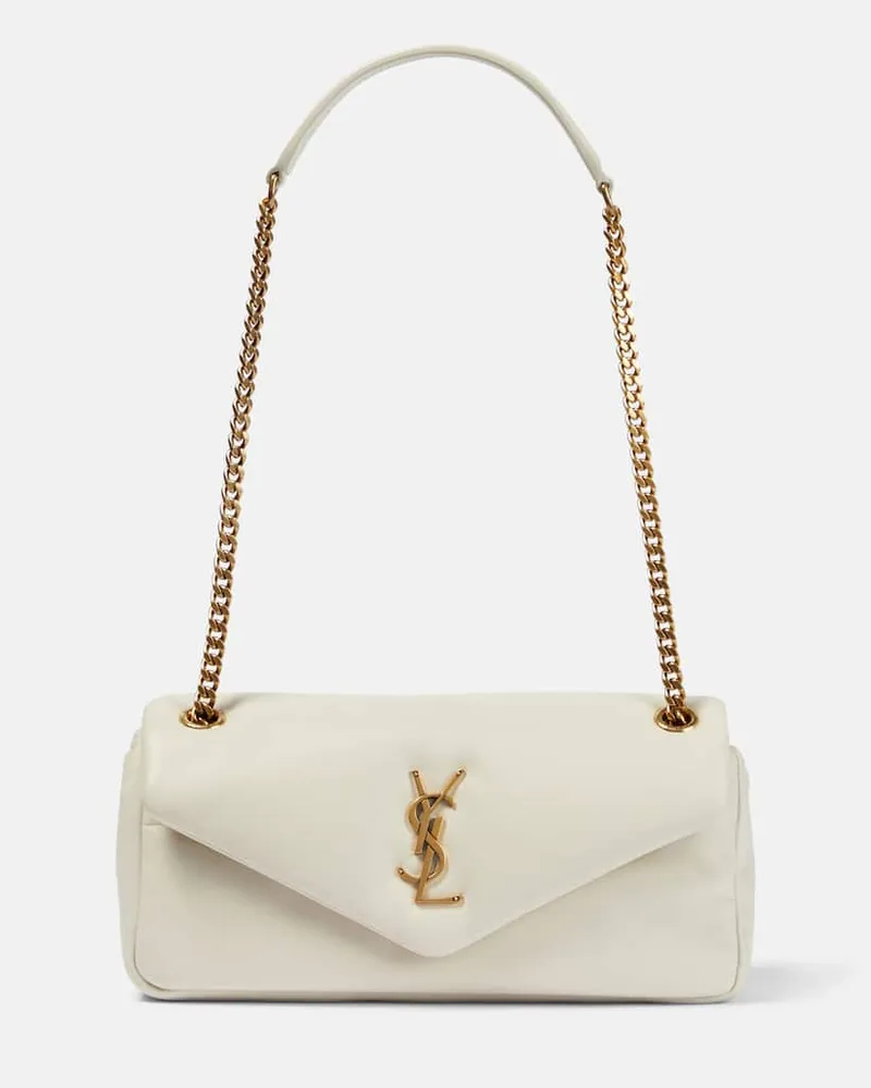 Saint Laurent Schultertasche Calypso aus Leder Weiß