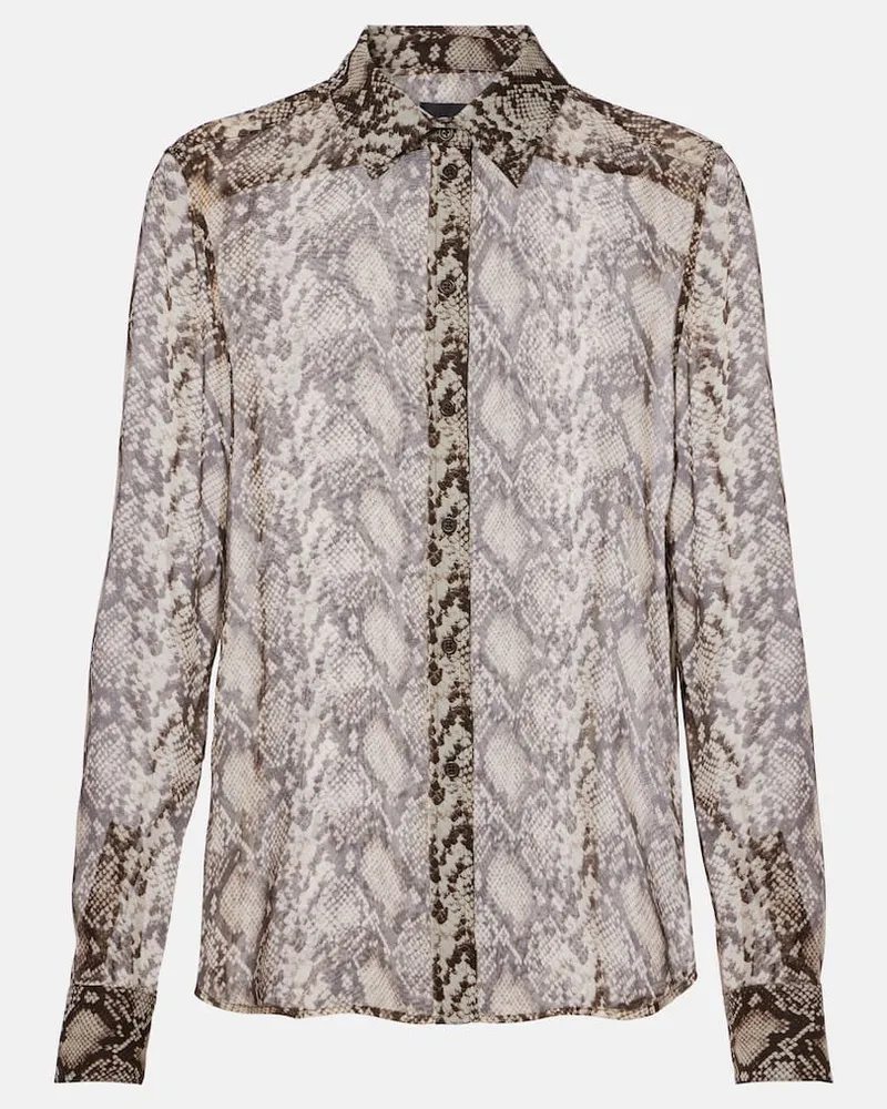 Nili Lotan Bedrucktes Hemd Gaia aus Seide Braun