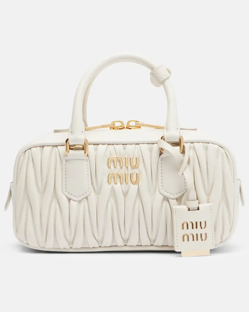 Miu Miu Tote Bag Arcadie Small aus Leder Weiß