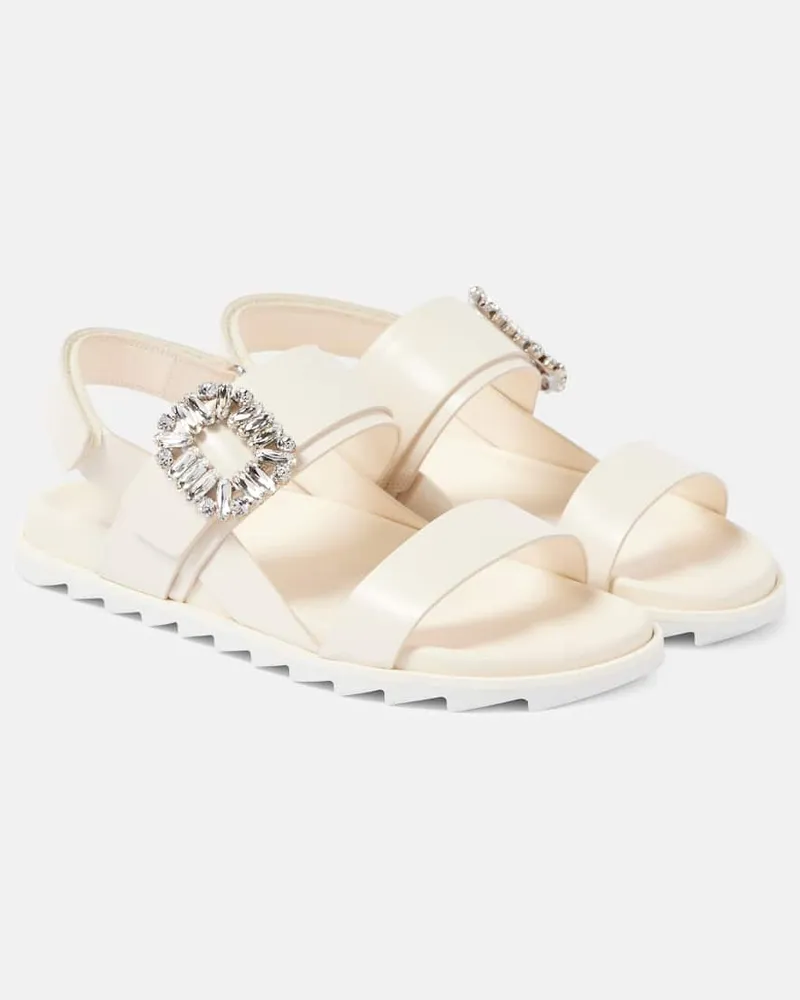 Roger Vivier Verzierte Sandalen Slidy Viv’ aus Leder Weiß