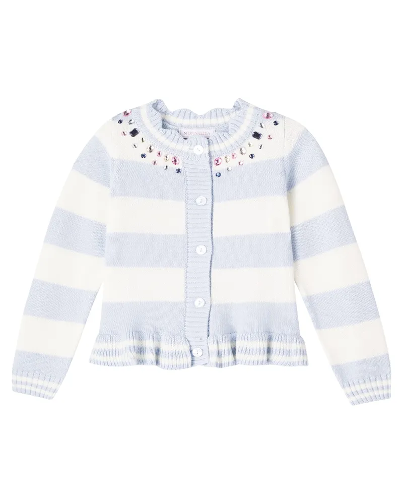 Monnalisa Cardigan mit Kristallen Weiß