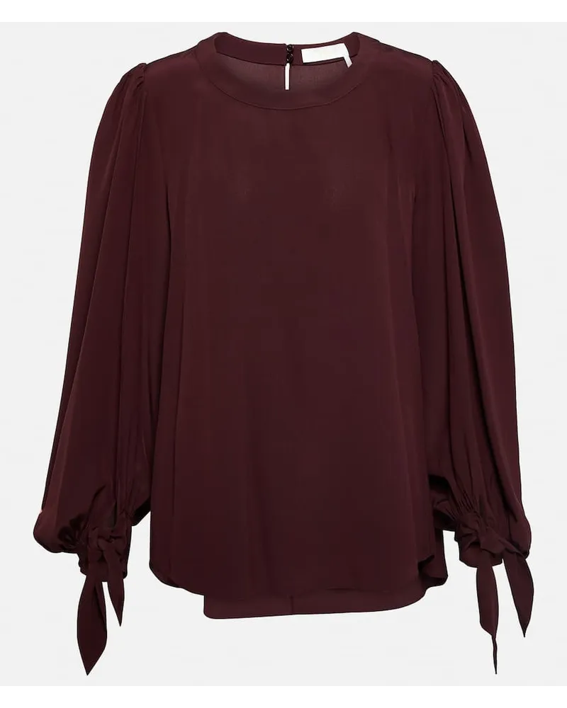 Chloé Chloe Bluse aus Crepe de Chine aus Seide Lila