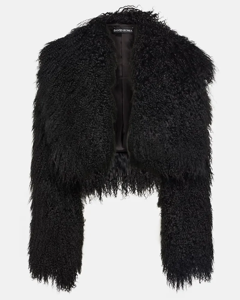 David Koma Jacke aus Shearling Schwarz