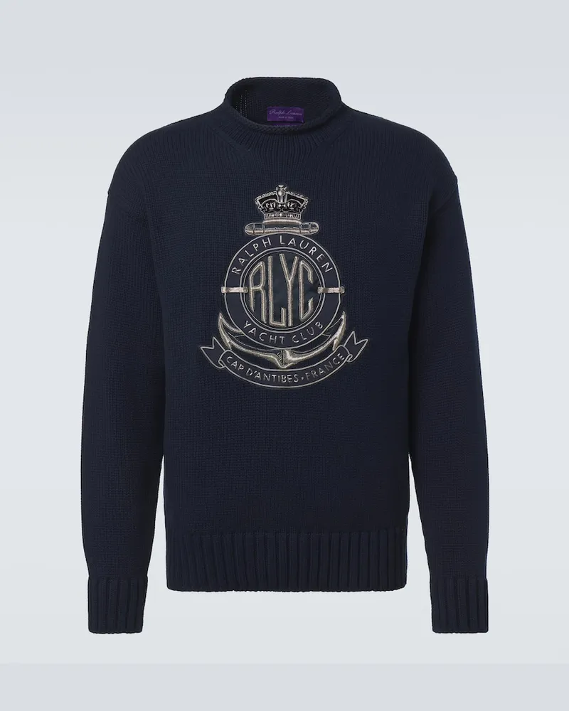 Ralph Lauren Bestickter Pullover aus Baumwolle Blau