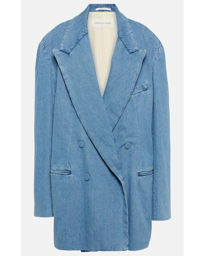 Dries van Noten Oversize-Blazer aus Denim Blau