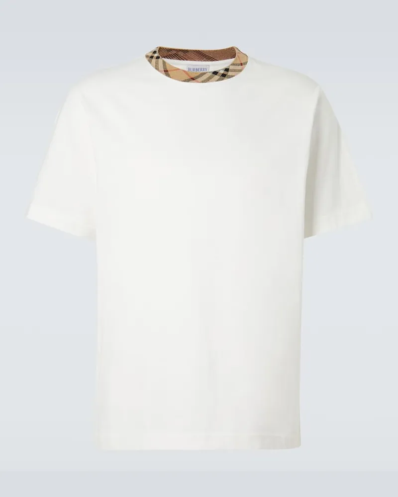 Burberry T-Shirt Burberry Check aus Baumwoll-Jersey Weiß