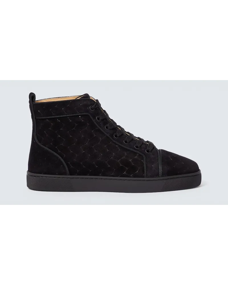 Christian Louboutin High-Top-Sneakers Louis aus Veloursleder Schwarz