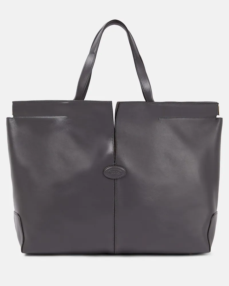 TOD'S Shopper Di Bag Folio Medium aus Leder Grau