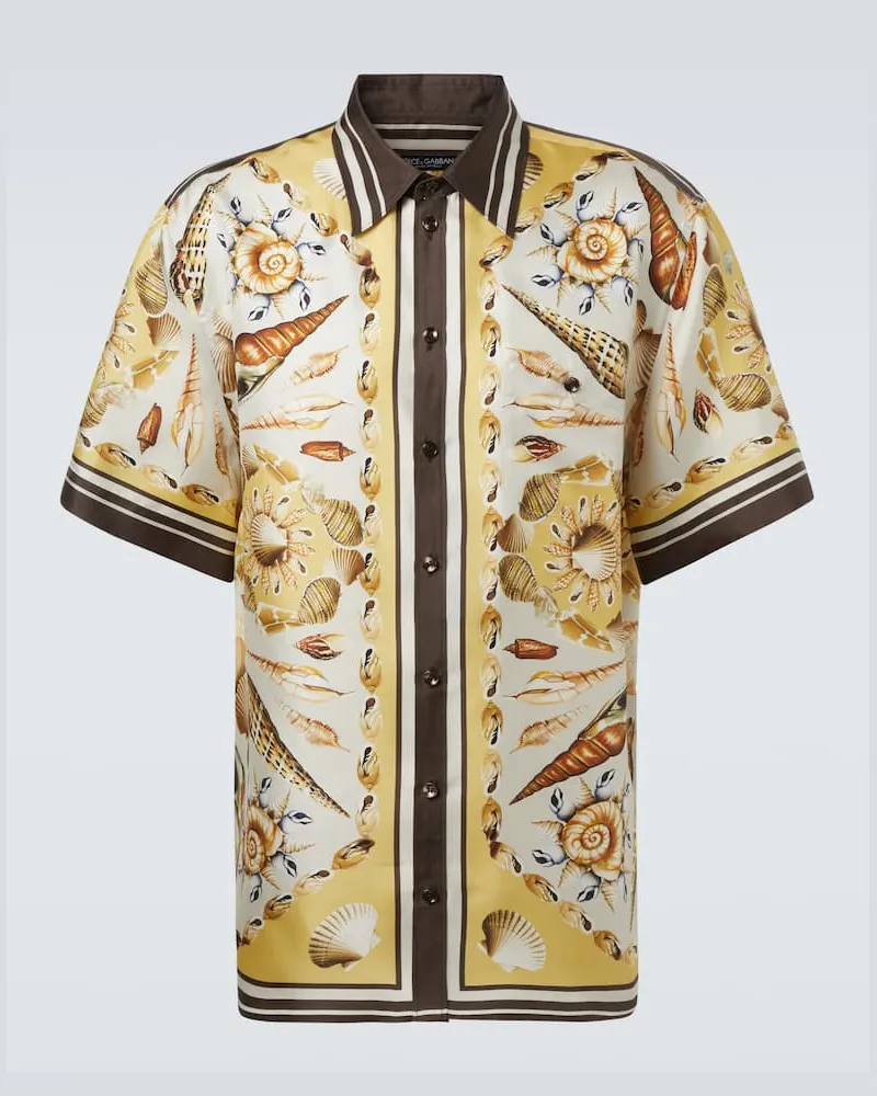 Dolce & Gabbana Bedrucktes Hemd aus Seiden-Twill Gelb
