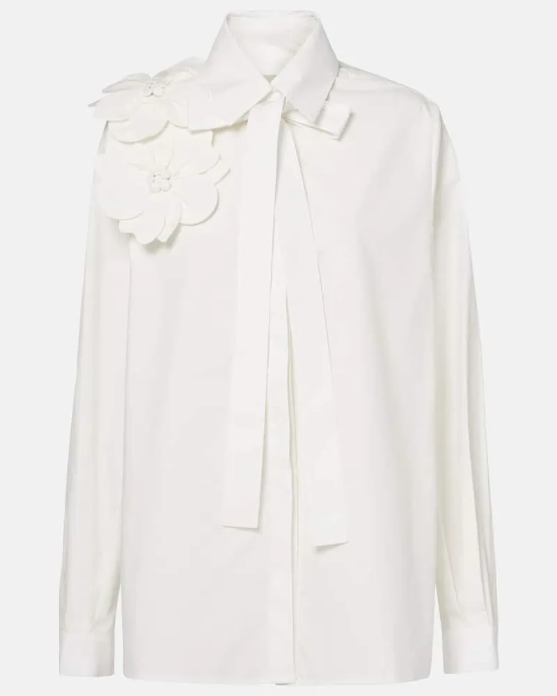Elie Saab Schluppenbluse aus Baumwollpopeline Weiß