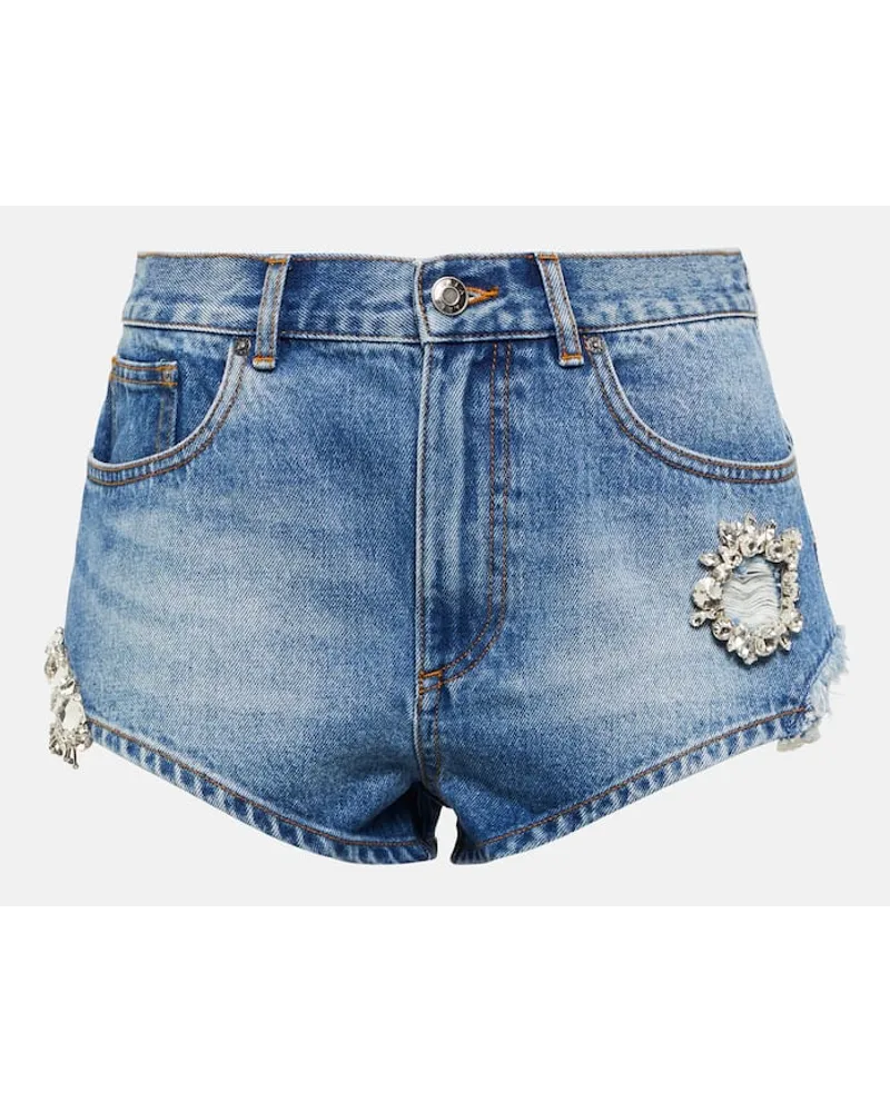 Area Verzierte Jeansshorts Blau