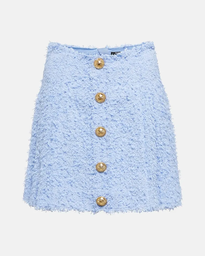 Balmain Minirock aus Bouclé Blau