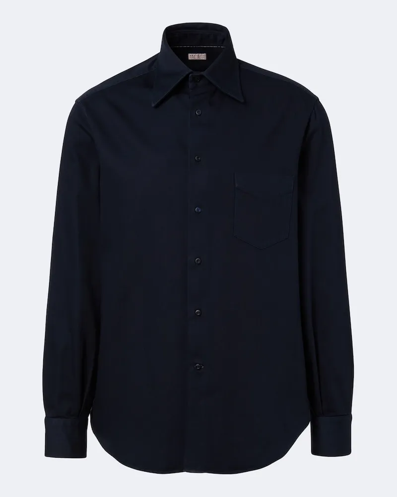 Brunello Cucinelli Hemd aus Baumwoll-Popeline Blau