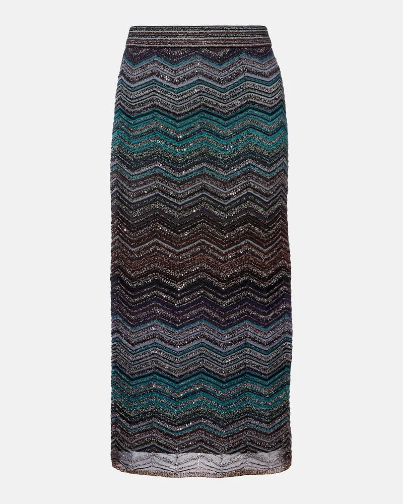 Missoni Midirock aus Häkelstrick mit Pailletten Multicolor