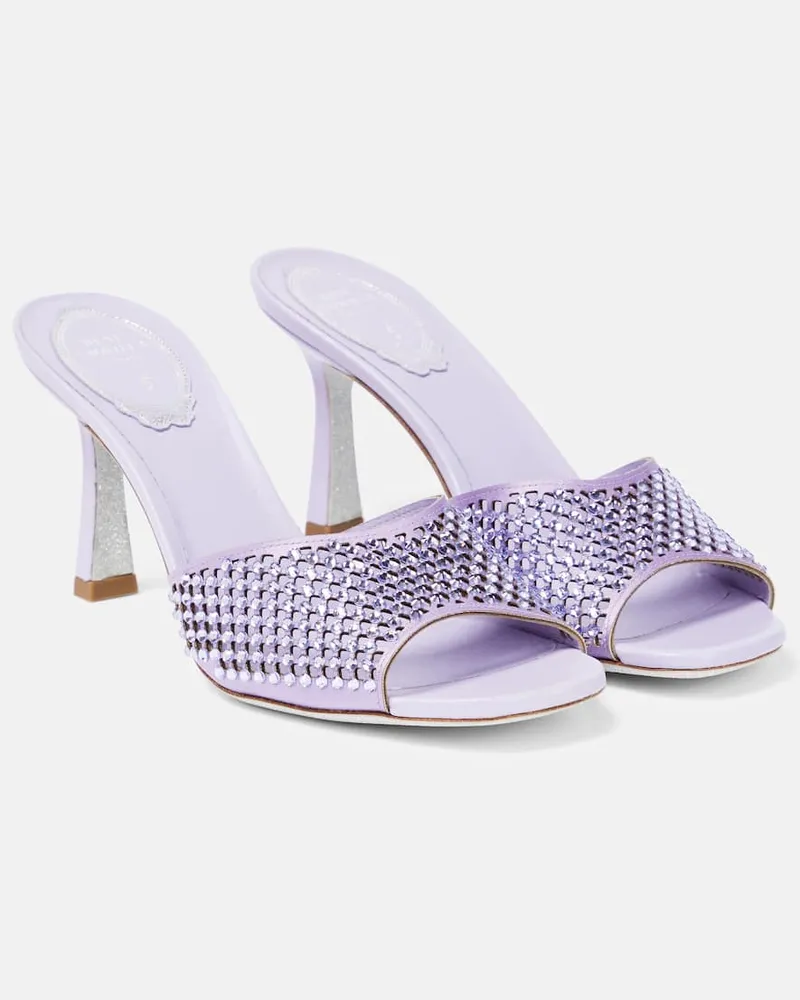 René Caovilla Pantoletten Ginger mit Kristallen Violett