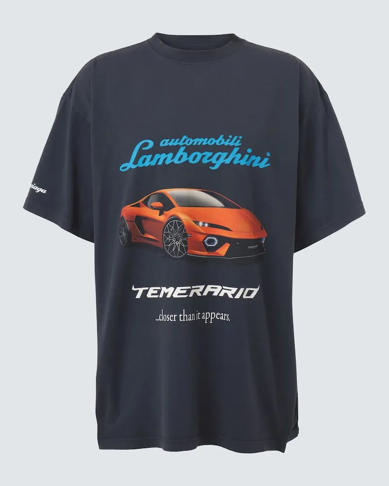 Balenciaga X Automobili Lamborghini T-Shirt aus Baumwolle Schwarz