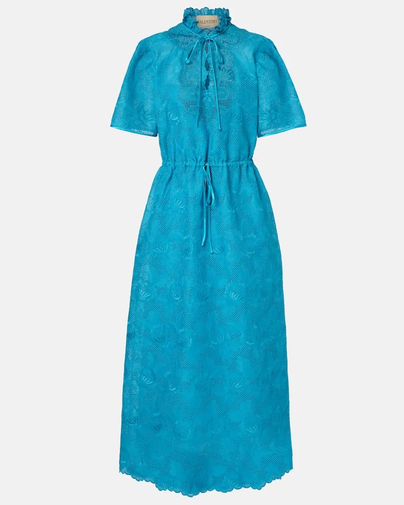 Valentino Garavani Maxikleid aus Baumwollspitze Blau