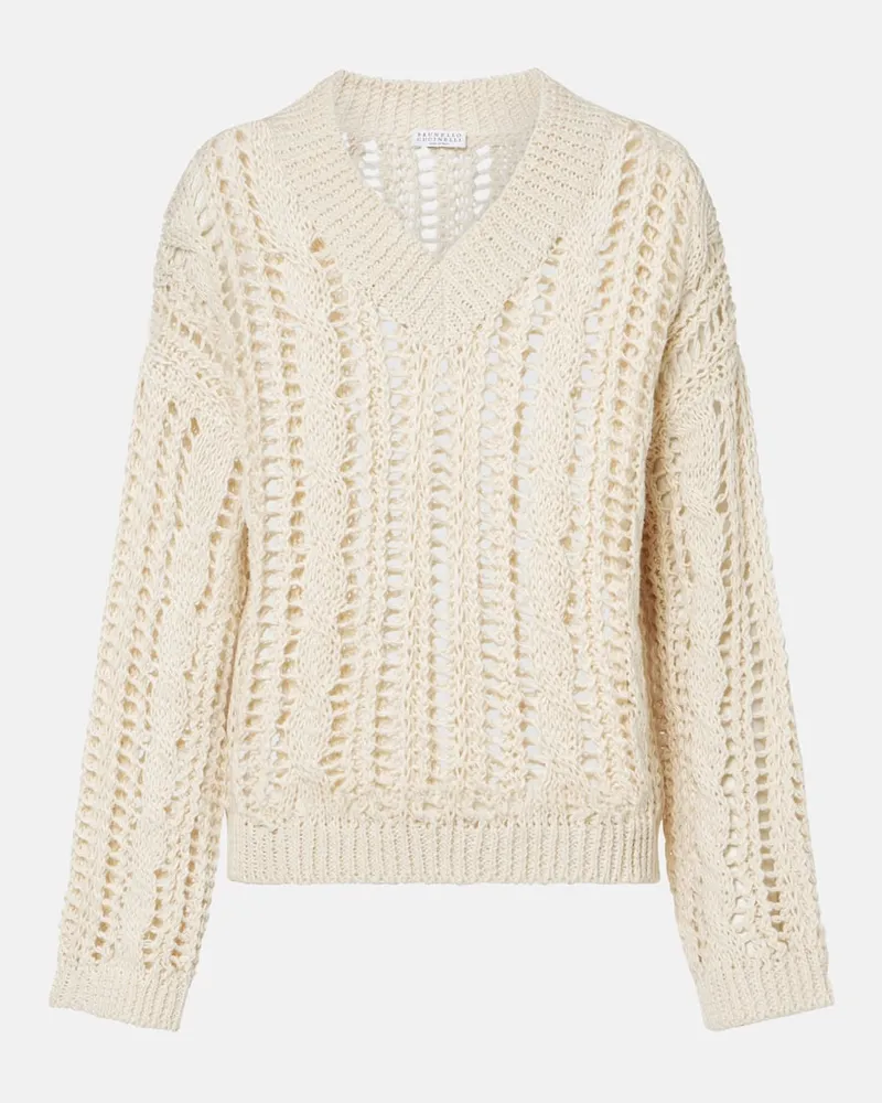 Brunello Cucinelli Pullover aus einem Jutegemisch Beige