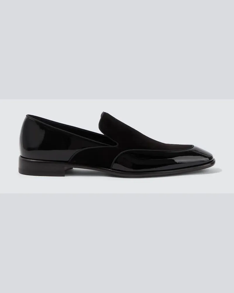 Christian Louboutin Loafers Yaki aus Lackleder und Veloursleder Schwarz