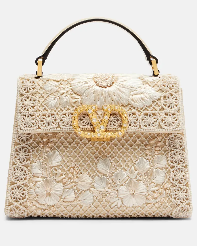 Valentino Garavani Verzierte Henkeltasche VSling Mini Weiß