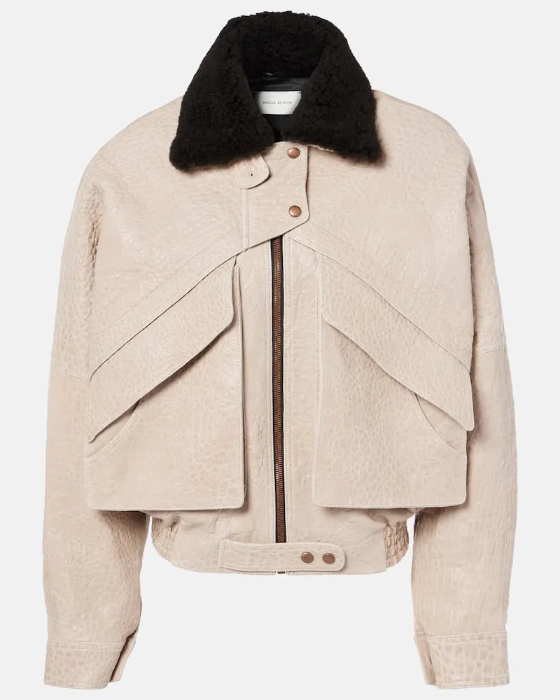 Magda Butrym Lederjacke mit Shearling Beige