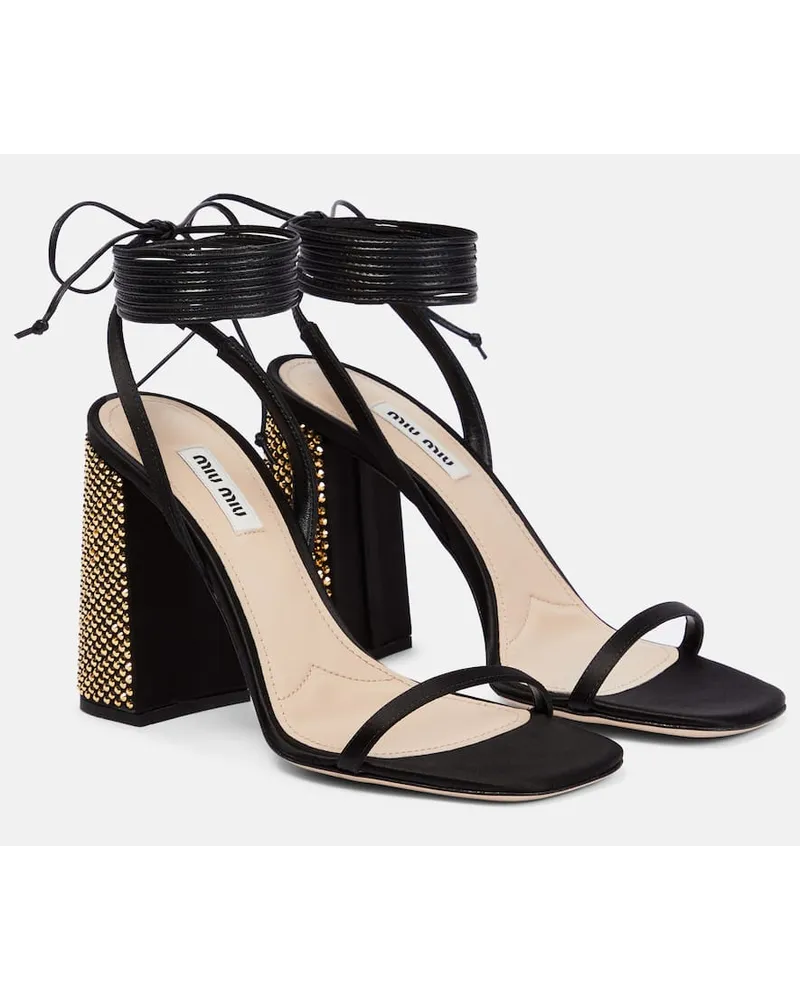 Miu Miu Sandalen aus Satin Schwarz