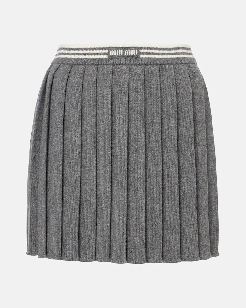 Miu Miu Minirock aus Kaschmir und Wolle Grau