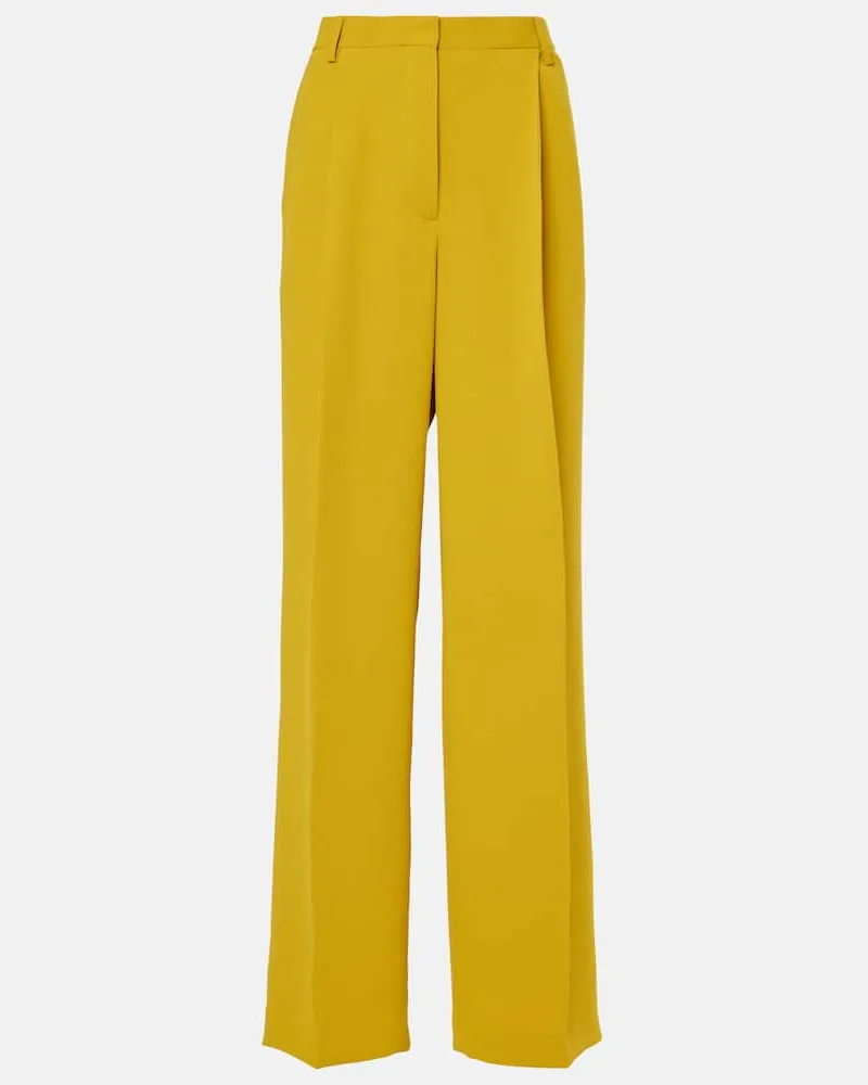 Dries van Noten Weite High-Rise-Hose Gelb