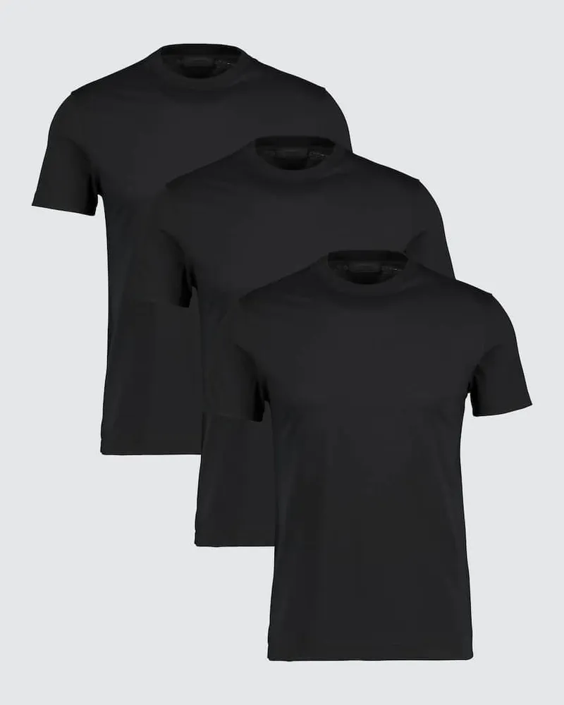 Prada Set aus drei T-Shirts aus Baumwolle Schwarz