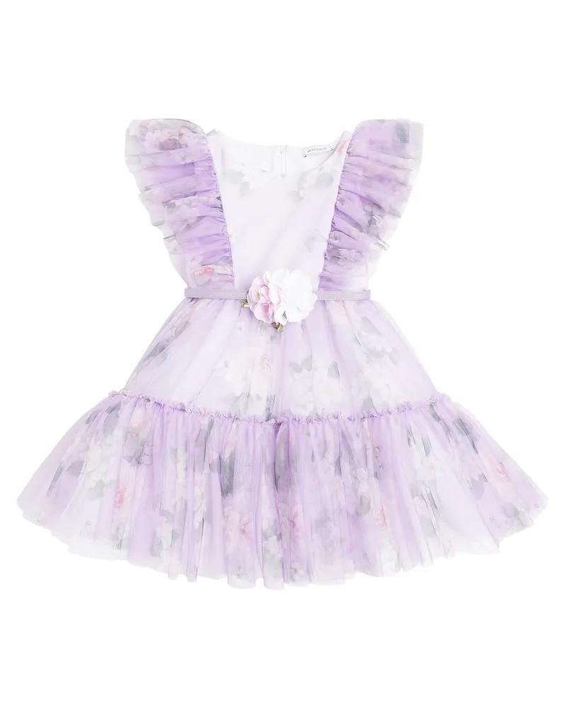Monnalisa Bedrucktes Kleid aus Tüll Violett