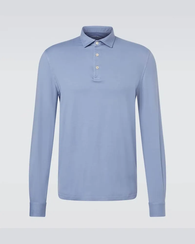 Fedeli Polohemd Zero aus Baumwoll-Jersey Blau