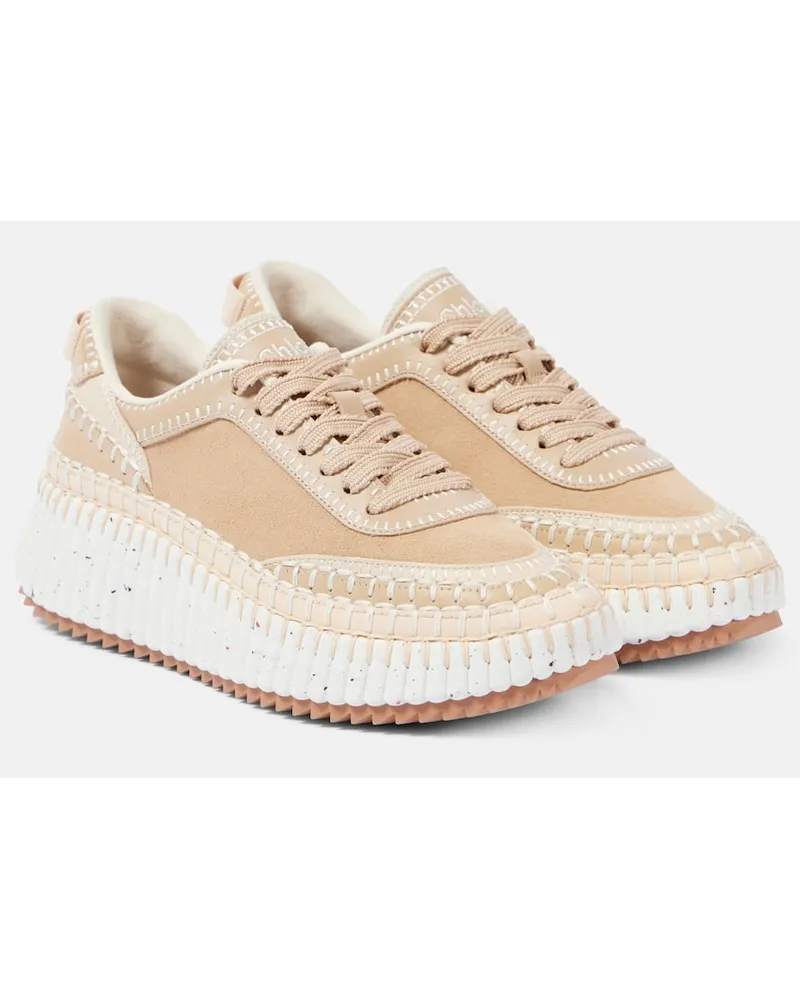 Chloé Chloe Sneakers Nama aus Veloursleder Beige