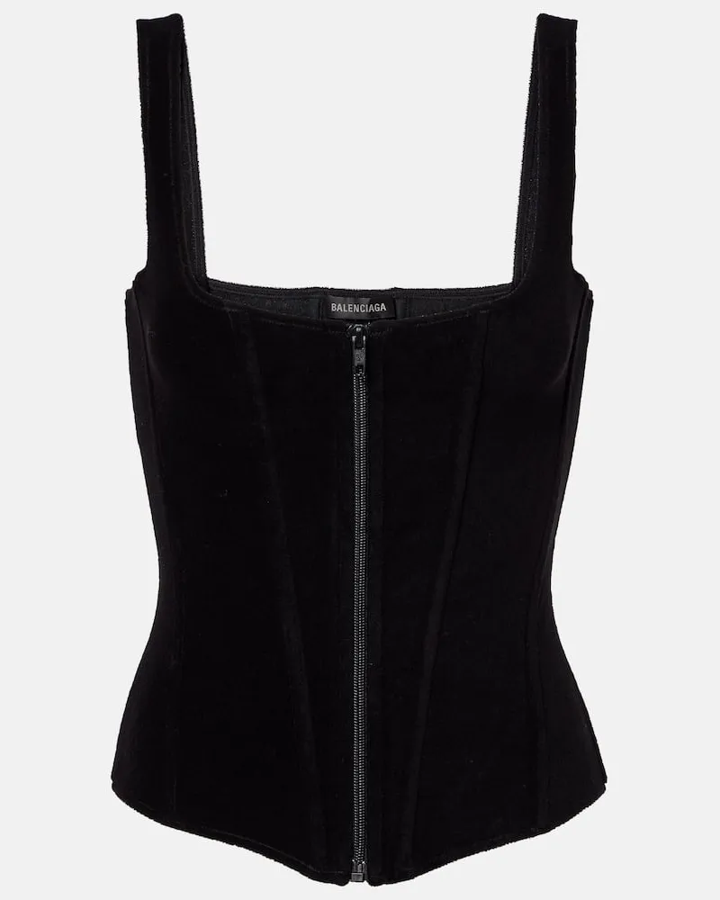 Balenciaga Top aus Samt Schwarz