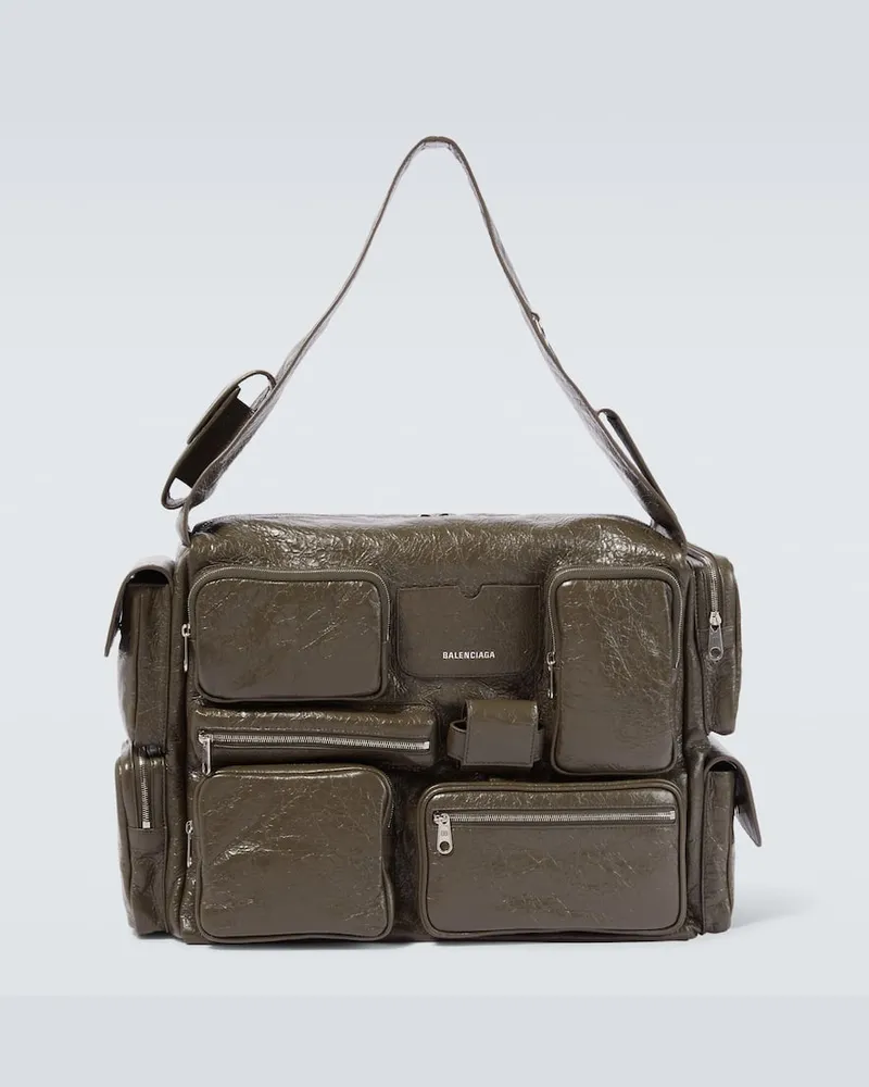 Balenciaga Messenger Bag Superbusy Large aus Leder Grã¼n