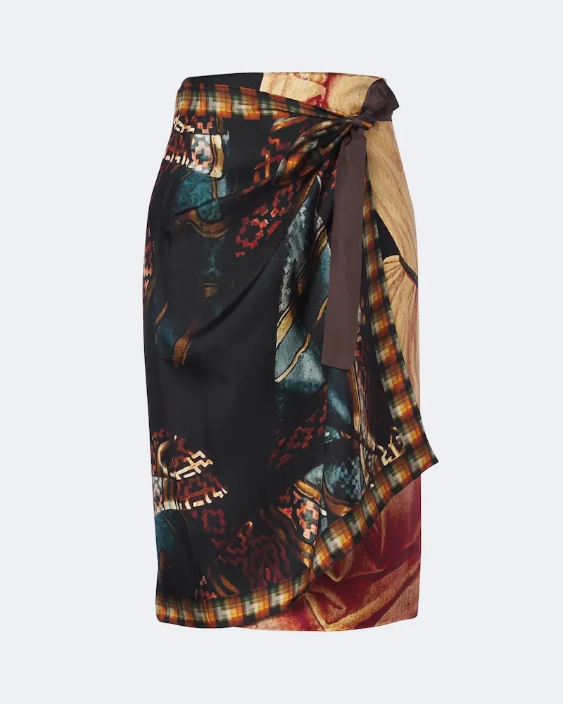 Dries van Noten Bedruckter Wickelrock aus Seide Multicolor
