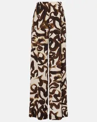 Dries van Noten Weite High-Rise-Hose Braun