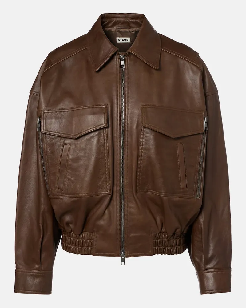 STAUD Bomberjacke Eugene aus Leder Braun