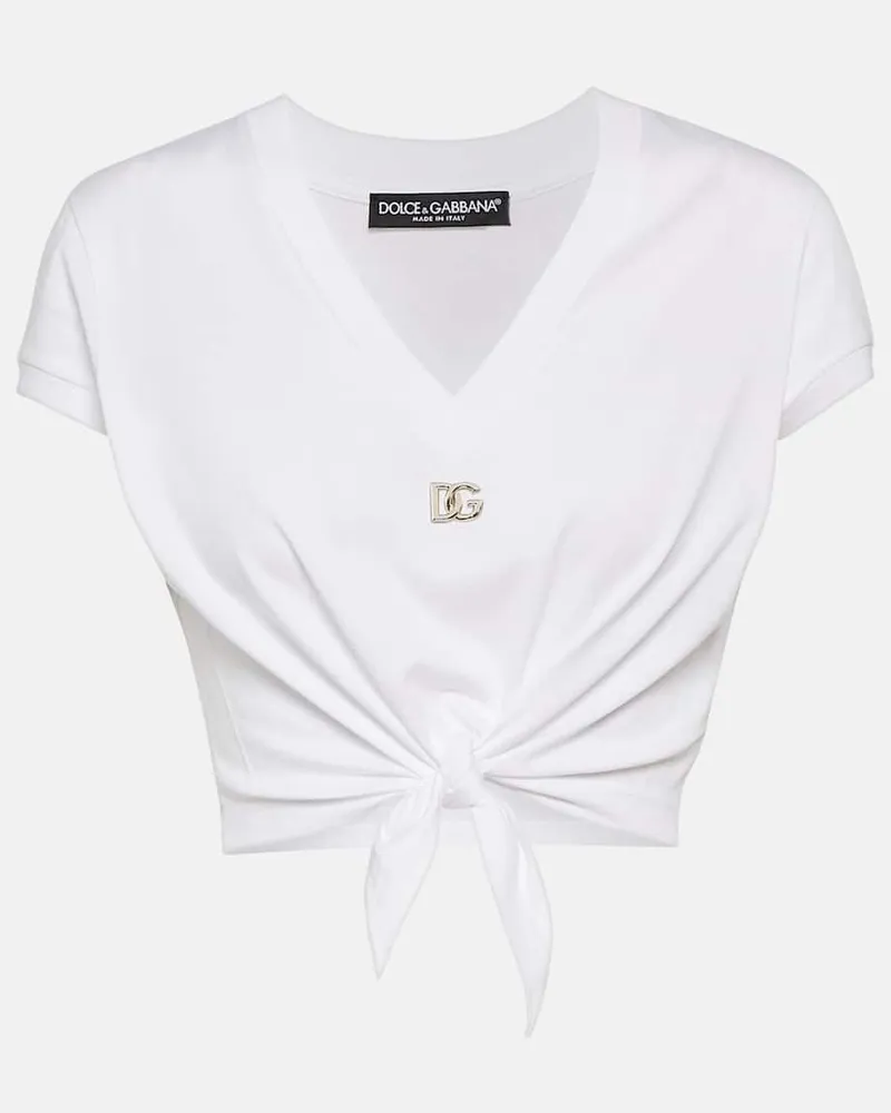 Dolce & Gabbana T-Shirt DG Knot aus Baumwoll-Jersey Weiß