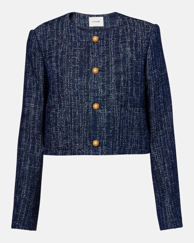 Frame Denim Jacke aus Baumwoll-Tweed Blau
