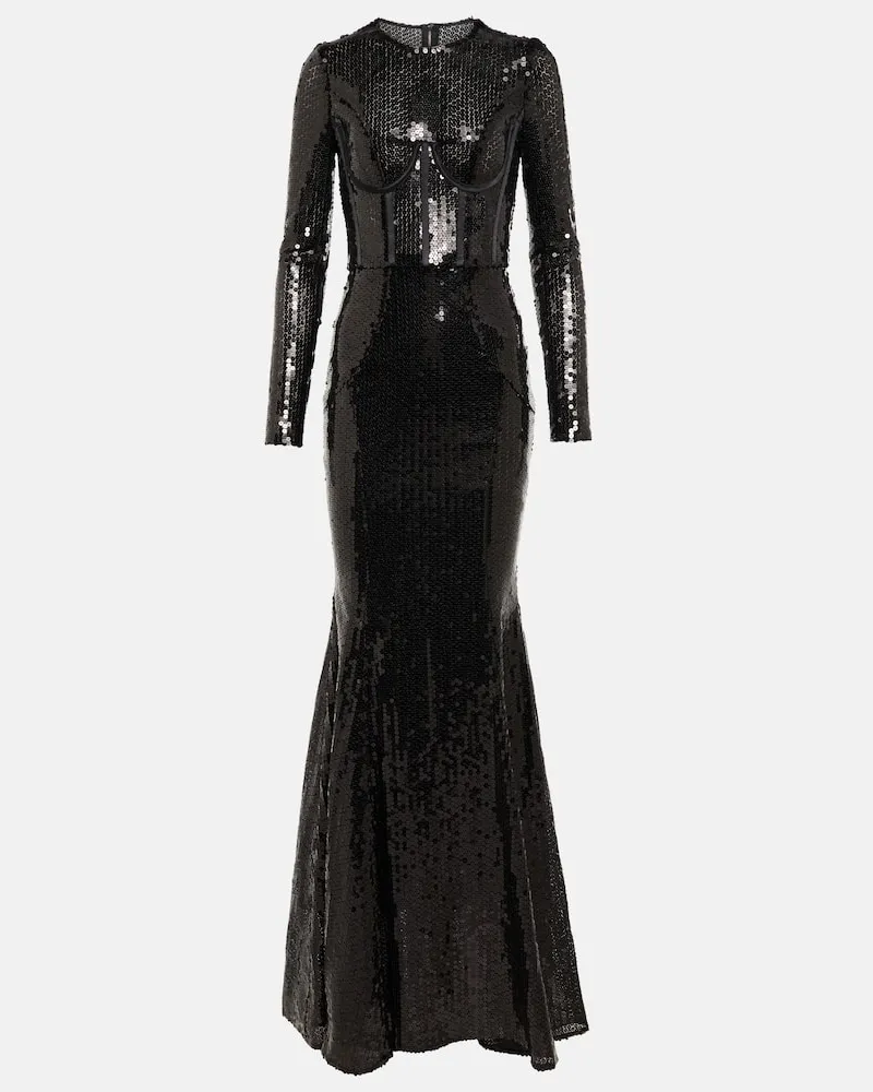 Dolce & Gabbana Robe mit Pailletten Schwarz