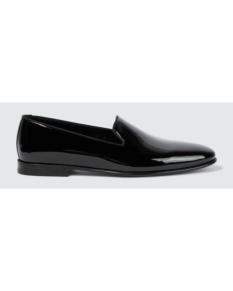 Manolo Blahnik Slip-Ons Mario aus Lackleder Schwarz