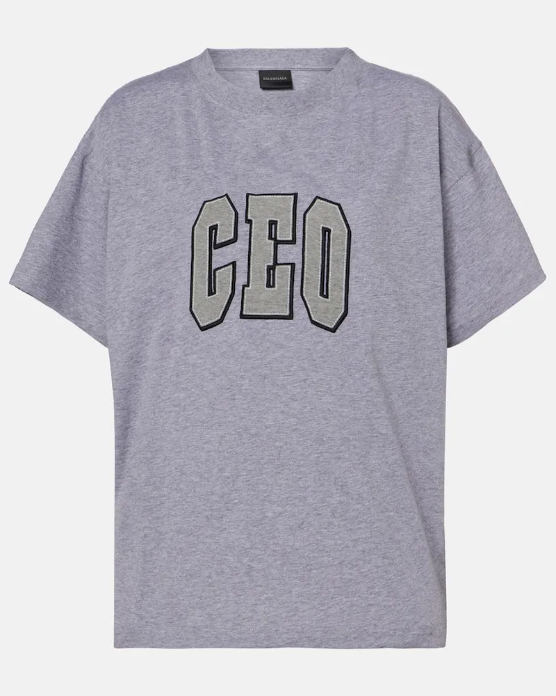 Balenciaga T-Shirt CEO Team aus Baumwoll-Jersey Grau
