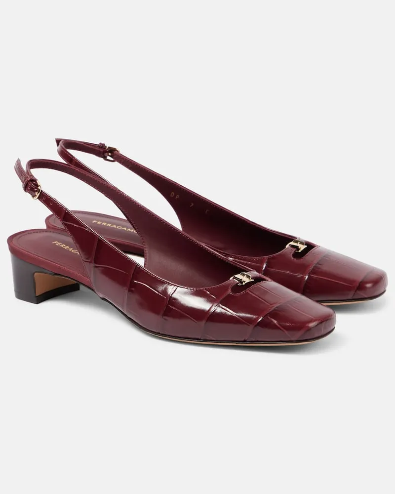 Ferragamo Slingback-Pumps aus Leder Burgunderrot